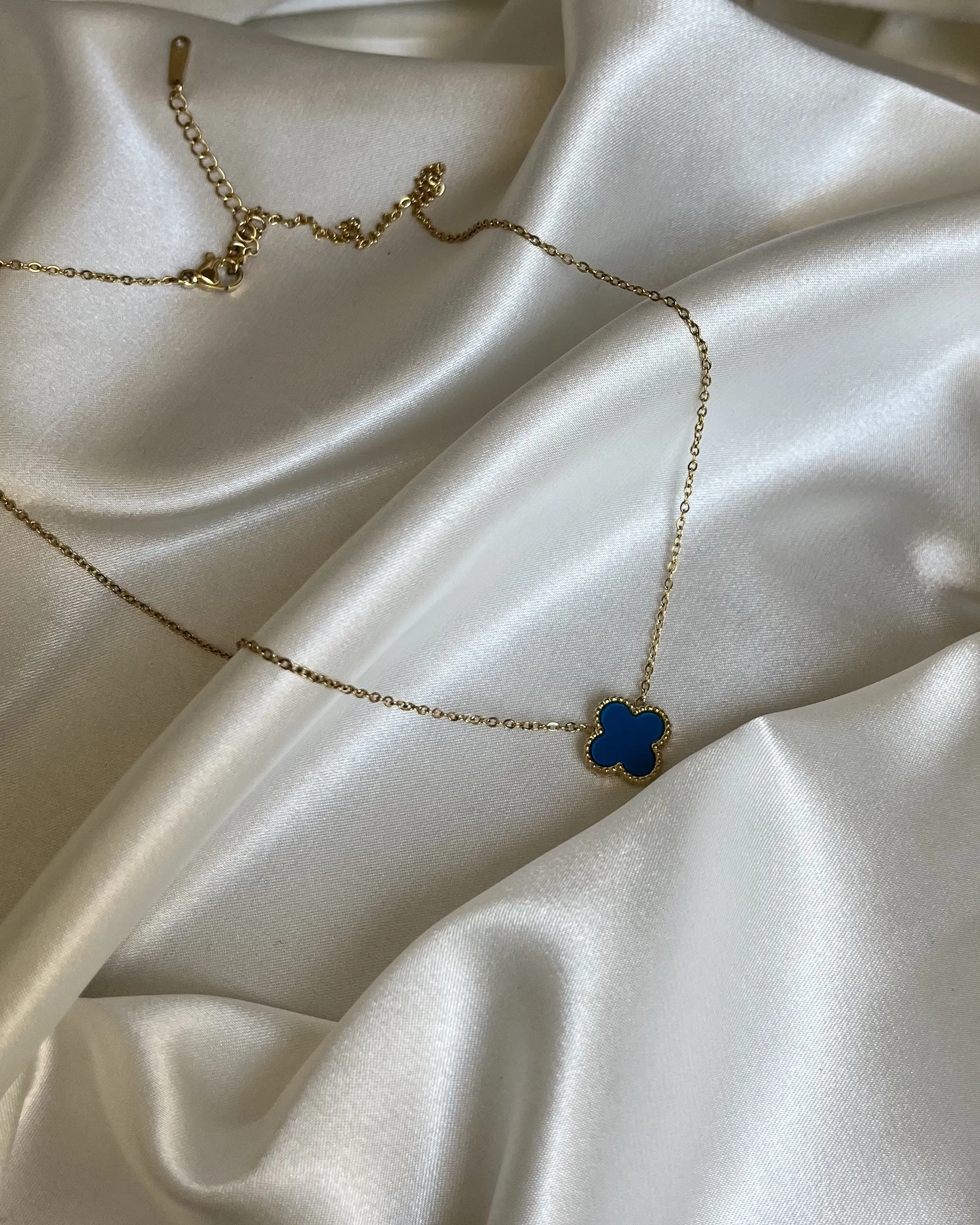 Van Cleef Vip Seri Mavi Yonca Şans Gold Çelik Kolye