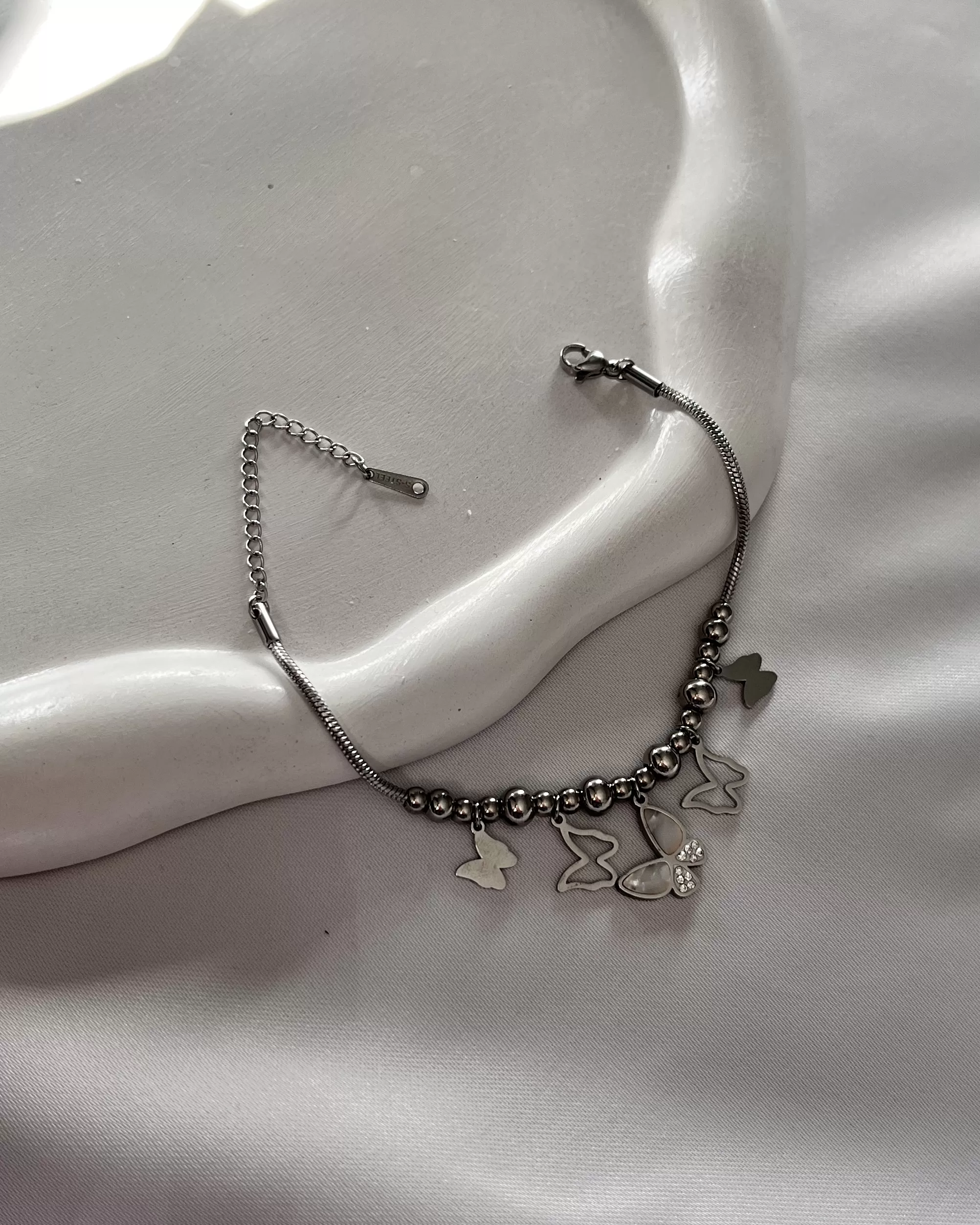 Pandora Zincirli Silver Kelebek Figürlü Çelik Bileklik /316L Steel 